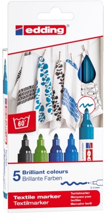 Edding 4500 textielstift 2-3 mm koele kleuren 5 st.