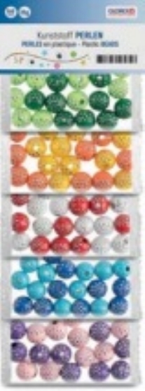 Kunstof kralen met stip, 10mm, assortiment 50 gram