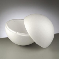 Styropor bal / Piepschuim bal / Tempex bal, tweedelig / hol, 30 cm