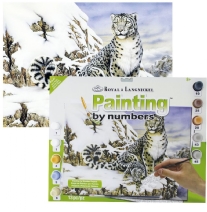 Schilderen op nummer 27.5 x 35 cm Sneeuwpanter met jong