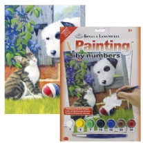 Schilderen op nummer 22.5 x 30 cm kat en hond