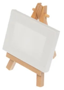 Houten mini ezel met canvas schildersdoek van 6 x 8 cm