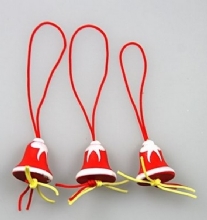 Gelukspoppetjes, Kerstbel rood/wit, 20mm, 5 stuks