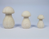 Houten paddenstoel smal, beuken gebleekt,  64 x 35 mm