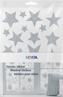 Raamstickers sterren zilver, 3 vel 