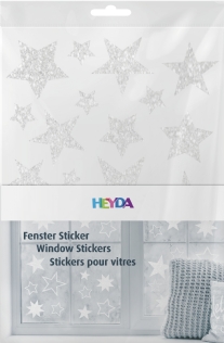 Raamstickers sterren wit, 3 vel