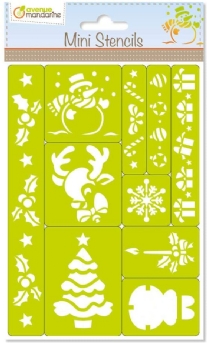 Kunststof mini sjablonen kerst, set van 10 stencils