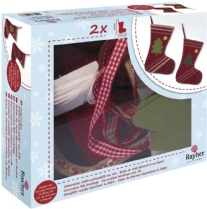 Viltpakket, kerstlaars 30 x 21.5 cm om op te hangen, 2 stuks