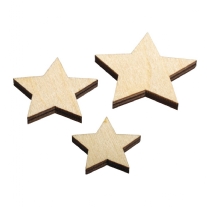 Houten sterren naturel, 3.5 - 5.5 cm, zak a 8 stuks