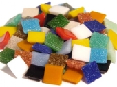 Glasmozaieksteentjes 20 x 20 mm, 1000 gram, assortiment