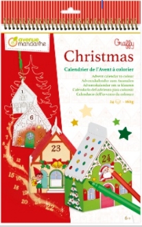 Adventskalender om te vouwen en in te kleuren, 24 vel