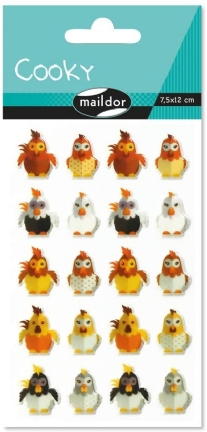 3D stickervel 7.5 x 12 cm, pasen, kippen