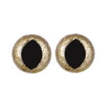 Glitter kattenogen/dierenogen goud, 15 mm, 4 stuks