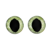 Glitter kattenogen/dierenogen groen, 15 mm, 4 stuks