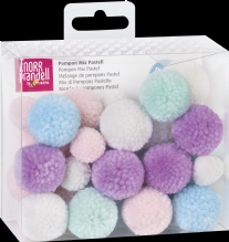 Pompoentjes/pompons/pompoms, assortiment pastel 30 stuks, 20 en 30 mm