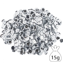 Cuvettes/pailletten/lovertjes, 8 mm, 15 gram, zilver