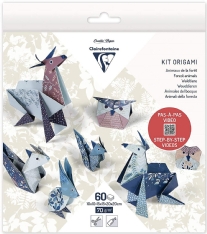 Origami papier kit bosdieren, 70gr, 3 formaten, 60 vel