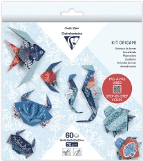 Origami papier kit zeedieren, 70gr, 3 formaten, 60 vel