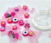 DIY set armbandjes maken, smiley mix, roze