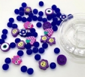 DIY set armbandjes maken, smiley mix, paars