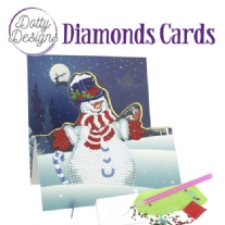 Dotty Designs Diamond card / Diamond painting, Sneeuwpop met vogel