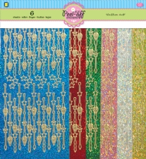 Peel - off stickervellen, 6 stuks assortiment, diamanten randen
