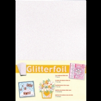 Zelfklevend glitterfolie, A4,  wit, 5 vel