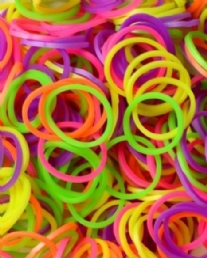 OUTLET Rainbow bands/loombandjes, 600 stuks, neon-mix