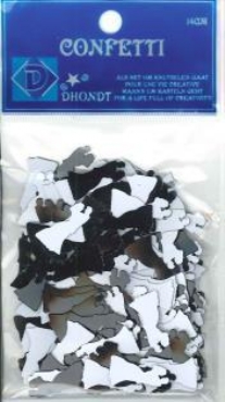 OUTLET Strooimateriaal / confetti, 14 gram, koppel zwart/wit