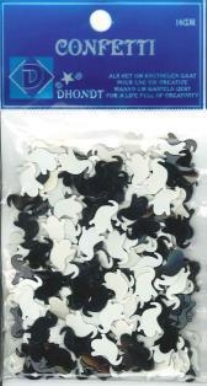 OUTLET Strooimateriaal / confetti, 14 gram, spookje zwart /wit