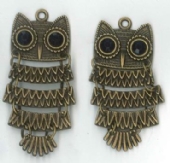 OUTLET Steampunk bedels/bedeltjes, uil, 2 st, oudbrons