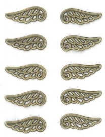 OUTLET Steampunk bedels/bedeltjes, vleugeltjes 10 st, oud brons