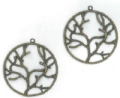 OUTLET Steampunk bedels/bedeltjes, boom groot, 2 st, oud brons
