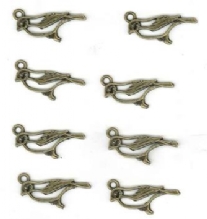 OUTLET Steampunk bedels/bedeltjes, vogeltje, 5 st, oudbrons