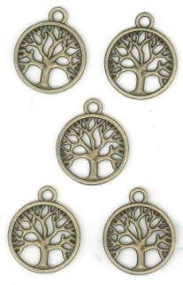 OUTLET Steampunk bedels/bedeltjes, boom klein, 5 st, oudbrons
