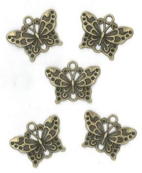 OUTLET Steampunk bedels/bedeltjes, vlinders, 5 st, oudbrons
