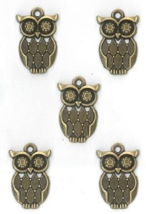 OUTLET Steampunk bedels/bedeltjes, uiltje klein, 5 st, oudbrons