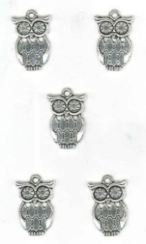 OUTLET Steampunk bedels/bedeltjes, uiltje, 5 st, antiek zilver
