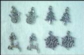 OUTLET bedels/bedeltjes, zilverkleurig, 4 x 2 stuks, Winter