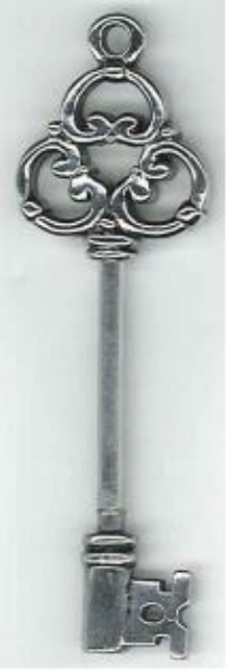 OUTLET Bedel / sieraadhanger, sleutel arabesque, 7.5 cm, zilver