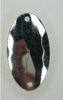 OUTLET Kunststof metalen facetkralen zilver, ovaal, 35 x 20mm, 10 st