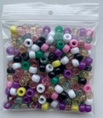 OUTLET Kunststof grootgaats kralen, 8mm, 50 gram, assortiment, ca.200 st