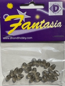 OUTLET Glazen facetkralen 6/8mm, 25 stuks, grijs