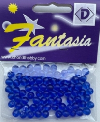 OUTLET Transparante glaskralen rond, 6mm, 80 stuks, blauw