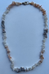 OUTLET Glaskralen/halfedelstenen ketting, met sluiting, 45 cm, zonnesteen
