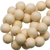 OUTLET Houten kralen, rond, 12 mm, 32 stuks, gebroken wit