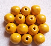 OUTLET Houten kralen, rond, 12 mm, 32 stuks, donkergeel