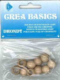 OUTLET Macrame kralen van hout rond met groot gat, 12 mm, 10 stuks, naturel
