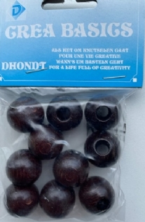 OUTLET Macrame kralen van hout met groot gat, 20 mm, 10 stuks, bruin