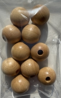 OUTLET Macrame kralen van hout met groot gat, 25 mm, 10 stuks, naturel